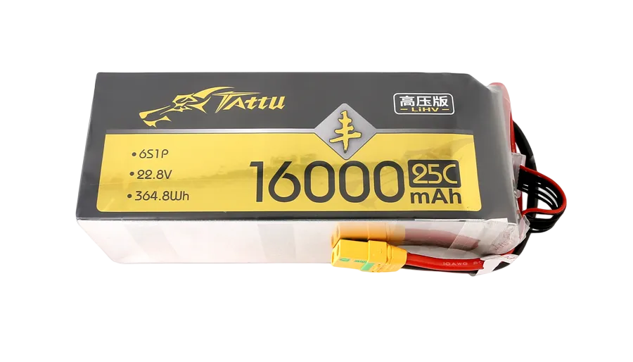 TATTU丰22.8V高压版16000mAh软包无人机锂电池25C 6S1P XT90-S