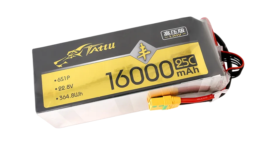 TATTU丰22.8V高压版16000mAh软包无人机锂电池25C 6S1P XT90-S