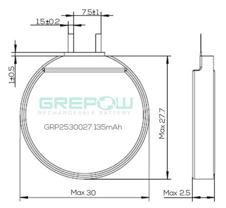 GRP2530027圆形锂电池结构图