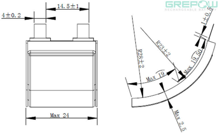 GRP2524038弧形锂电池结构图