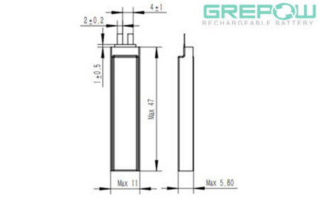 GRP5811047超窄锂电池